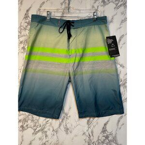 Hurley Men's Board Shorts Green & Blue Striped Swim Trunks Size 31